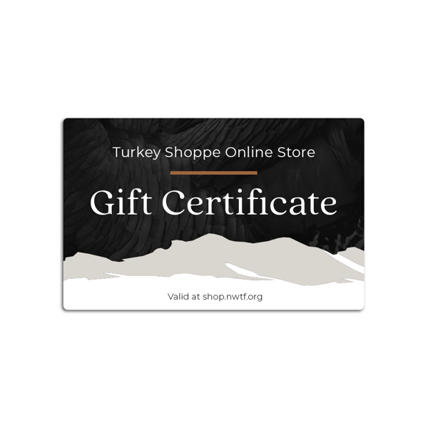 Image of the virtual gift certificate for shop.nwtf.org