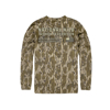 Image of a camo long sleeve shirt with NWTF branding on it - back view