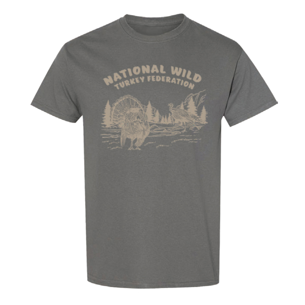 Image of a Gray Tee with Tan NWTF design