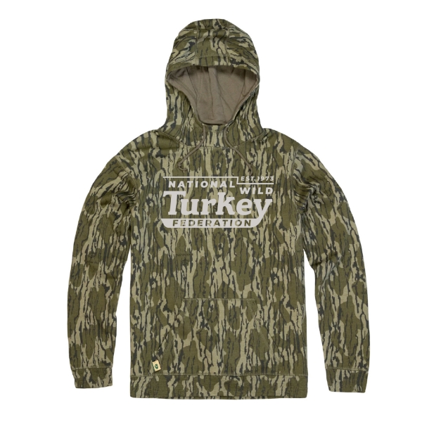 Image of the Bottomland Hoodie with white National Wild Turkey Federation on the front