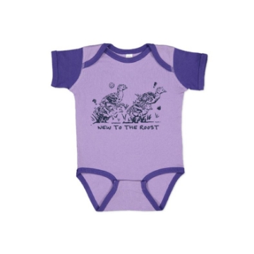 NWTF Purple Onesie Front Image on white background