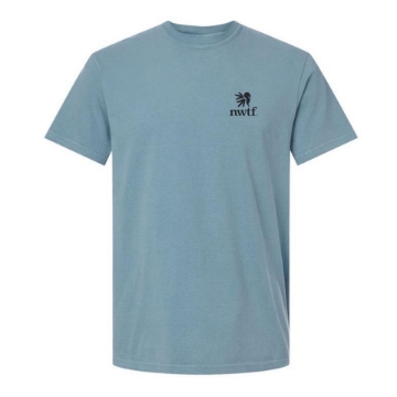 Front image of the Ice Blue Limited Edition Spring Season Tee with the NWTF logo on the left chest