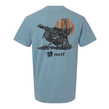 Front image of the Ice Blue Limited Edition Spring Season Tee with the NWTF logo on the left chest